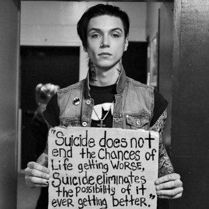The suicide sign. Held by Biersack 
